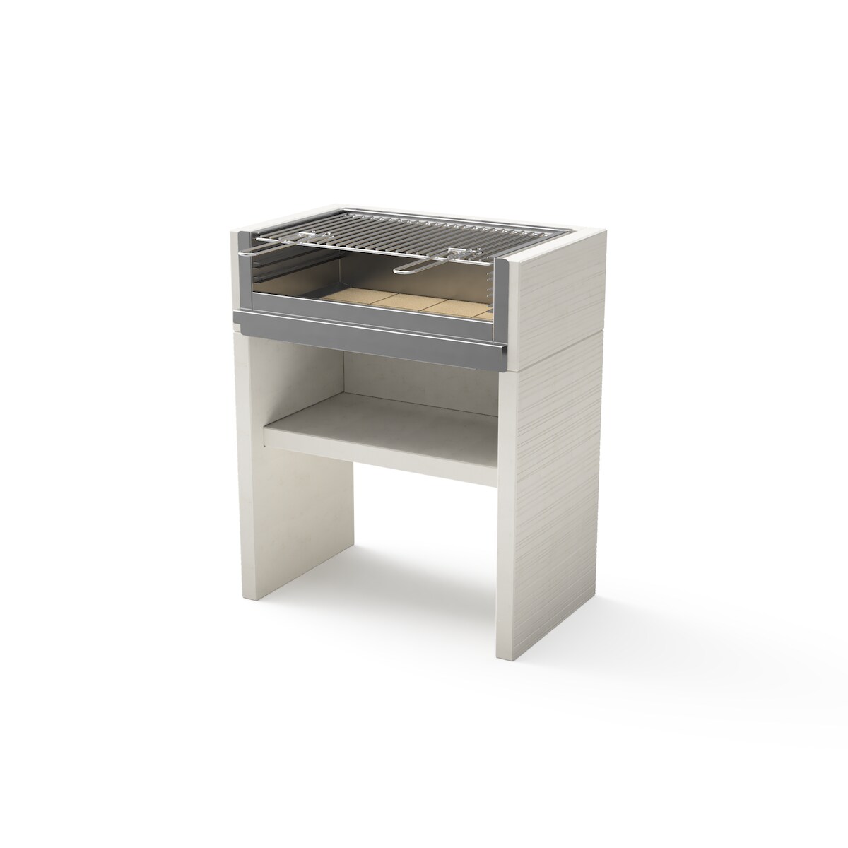 MAESTRO FERRETERO MF - VENIT FLEX Plus Inox Modell Holz- und Holzkohlegrill (Grau/Weiß - 78 x 47 x 95 cm) REF: T00671 Image