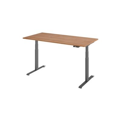 bümö höhenverstellbarer Schreibtisch 160 x 80 cm in Nussbaum, Gestell graphit - Höhenverstellbar Elektrisch Stehpult mit 3-fach Speicher, Image