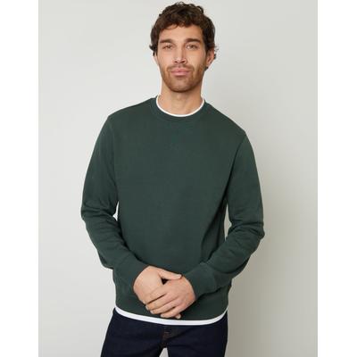 Threadbare Men's Forest Green Mock T-Shirt Crew Neck Sweatshirt