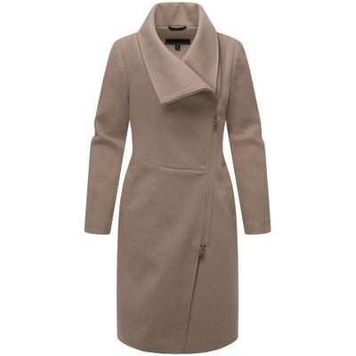 Kurzmantel NAVAHOO "Samtrose 14", Damen, Gr. XS (34), grau (taupe), Obermaterial: 90% Polyester, 10% Viskose, Innenfutter: 100% Polyester, Ärmelfutter: 100% Polyester, elegant, figurumspielend knieumspielend, asymmetrischer Ausschnitt, Langarm Ärmel... Image