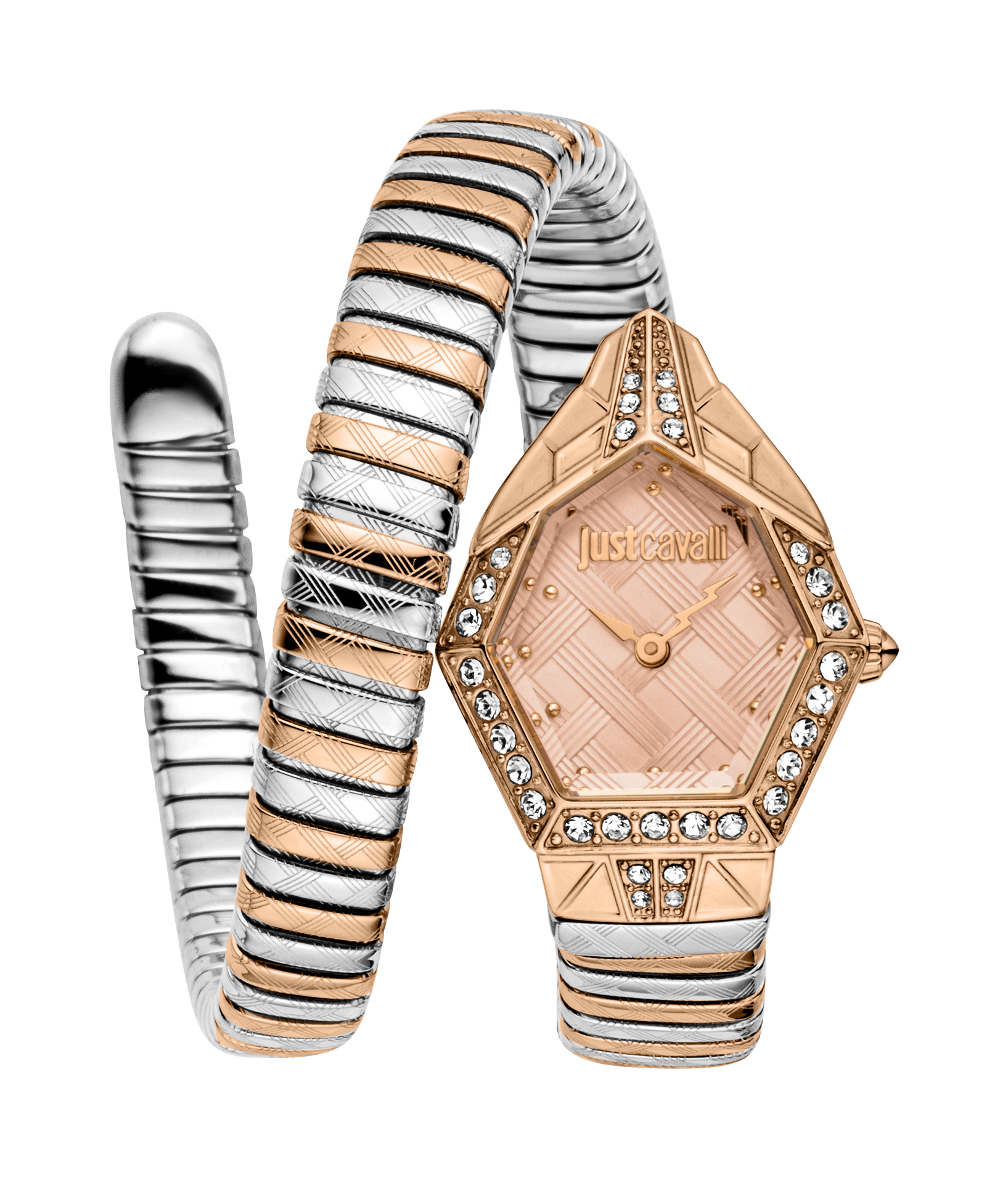 Just Cavalli Womens Ornato Snake Rose Gold Dial Stainless Steel Analogue Wrist Watch for Women - One Size