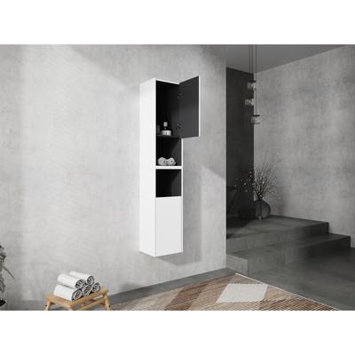 Modern Wall-Mounted Bathroom Side Cabinet with Soft-Close Doors, Floating Design, 6 Storage Compartments, 12-Inch Width