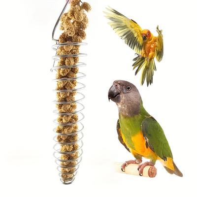 TEMU Stainless Steel Parrot Feeder - Outdoor Bird Feeding Spiral Design, Basket For Small Pets, Pet Nourishment Solution | Design | Stainless Steel Construction, Bird Feeders For Outside