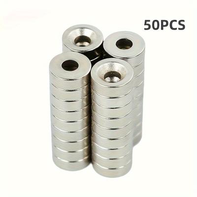 TEMU 50pcs Of 10*3mm Magnets, Industrial Magnets, Disc Magnets With Countersunk Holes, Suitable For Tools, Home, Workplace, Etc., Practical Tools.