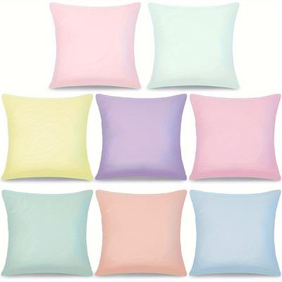 TEMU 8-pack 18x18 Inch Color Throw Pillow Covers, Contemporary Style, Linen Fabric, Hidden Zipper, Polyester, For Couch Sofa Bedroom Patio Balcony Decor