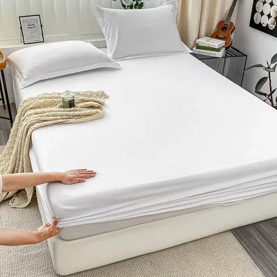 Bonenjoy White Fitted Sheet with Pillowcase Soft Bed Linen Elastic Bedsheet for Home sabanas para cama Breathable Bed Cover