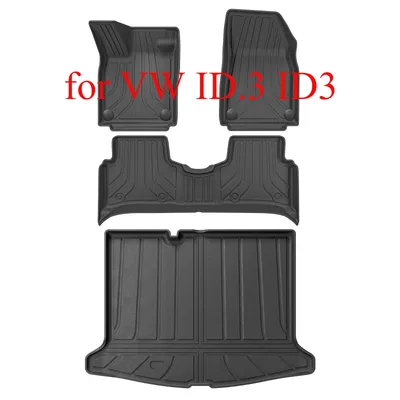 for VW ID.3 ID3 Car Floor Mats Cargo Liner Trunk Pad TPE 3D Foot Mat Odorless Tray Set Black