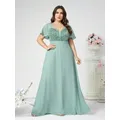 Robe de soirée en mousseline de soie à col en V pour femme, robe de Rhà paillettes, longueur au sol, grande taille, 4XL, 5XL