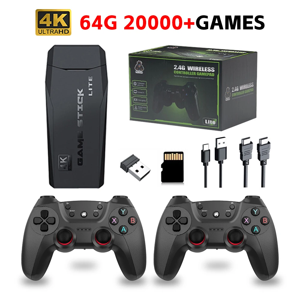 Console de jeu vidéo M8 améliorée 64G 20000 jeux Console de jeu portable rétro contrôleur sans fil Lite 4K bâton de jeu pour cadeaux de noël
