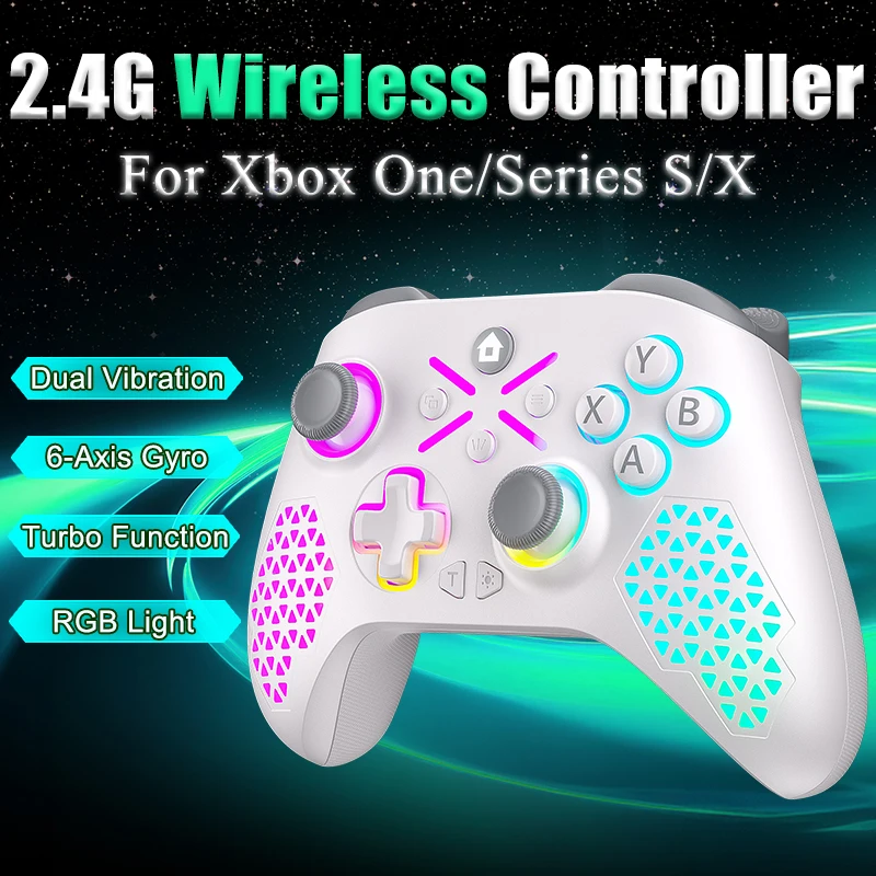 Contrôleur pour Xbox One S/X/Série X/S/PC manette de jeu sans fil 2.4G 6 axes Vibration effet Hall jeu vidéo poignée de télécommande