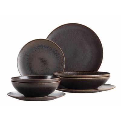 Kombiservice MÄSER "POWERFUL, Kombiservice, Porzellan", braun (schwarz, braun), 8 tlg., Porzellan, Geschirr-Sets, Geschirr-Set, Service Image