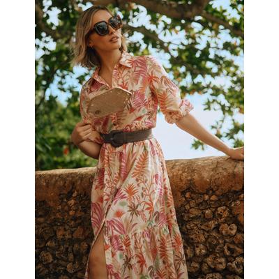 J.McLaughlin Women's Tybee Dress in Jungle Melody Off White, Size Medium | Cotton