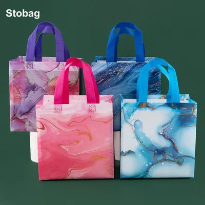 StoBag 8/20pcs Non-woven Gift Tote Bags Fabric Candy Cake Packaging Waterproof Storage Reusable