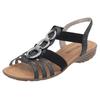 Riemchensandale REMONTE, Damen, Gr. 40, schwarz (schwarz, grau), Lederimitat, klassisch, Schuhe, Keilabsatz, Sommerschuh, Sandalette mit Gummizügen