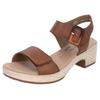 Sandalette REMONTE, Damen, Gr. 45, braun, Leder, unifarben, feminin, Schuhe, Blockabsatz, Sommerschuh, Sandale mit Klettverschlüssen