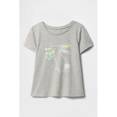 Gap Girls Grey Bunny Short Sleeve Crew Neck Graphic T-Shirt (6mths-5yrs) - Grey Bunny