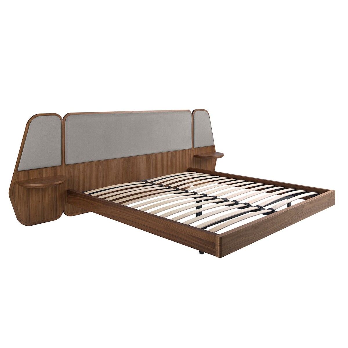 AC ANGEL CERDA Angel Cerdá Bett in Walnuss und grauem Stoff 7175C Image