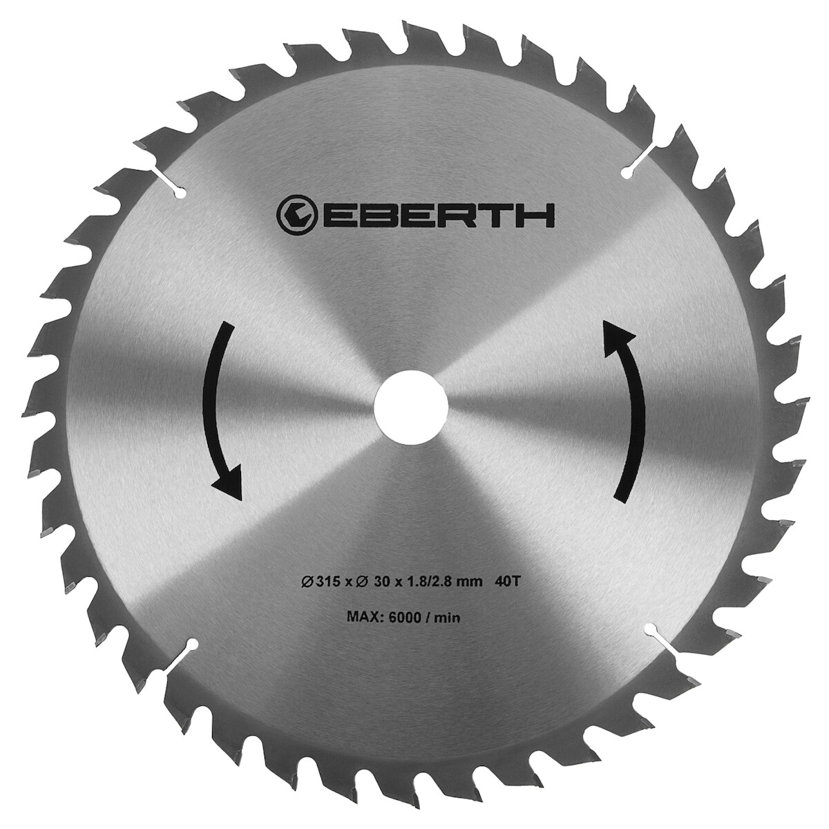 EBERTH Kreissägeblatt 315mm, 40 Zähne, Hartmetall, für Holz-Schnitte, 30mm Bohrung, 6000 RPM Image