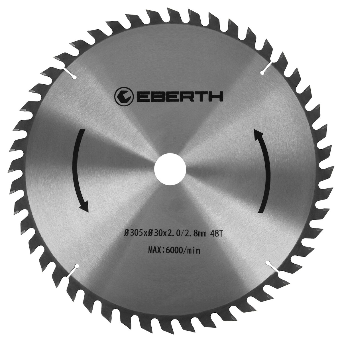 EBERTH Kreissägeblatt 305mm, 48 Zähne, Hartmetall, für Holz-Schnitte, 30mm Bohrung, 6000 RPM Image