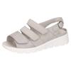 Keilsandalette WALDLÄUFER "M-WIOLA", Damen, Gr. 5 (38), grau (hellgrau), Veloursleder, Nubukleder, metallic, klassisch, Schuhe, Sandale, Sommerschuh, Komfortschuh mit Klett, M-Weite