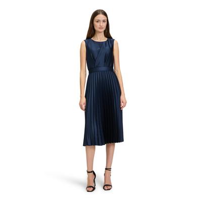 Chiffonkleid BETTY & CO "Betty & Co Chiffonkleid mit Plissee", Damen, Gr. 40, Normalgrößen, blau (dunkelblau), Obermaterial: 97% Polyester, 03% Elasthan. Futter: 100% Polyester., feminin, figurumspielend lang, Rundhals, ohne Ärmel, Kleider, Plissee Image