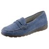 Mokassin WALDLÄUFER "H-LUCY", Damen, Gr. 9 (43), blau (jeansblau), Veloursleder, sportlich, Schuhe, Slipper, Freizeitschuh, Halbschuh mit typischer Rahmennaht, H-Weite