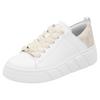 Plateausneaker RIEKER SPORT, Damen, Gr. 40, beige (weiß, hellbeige), Leder, Lederimitat, kontrastfarbene Details, sportlich, Schuhe, Schnürschuh, Halbschuh, Freizeitsneaker mit Soft-Einlage