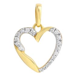 Herz-Anhänger FIRETTI "Schmuck Geschenk Gold 333 Halsschmuck Anhänger Herz glitzernd", weiß (gelbgoldfarben, weißgoldfarben, kristallweiß, kristallweiß), Schmuckanhänger, Damen, Gelbgold 333, 0,85 g, mit Zirkonia (synth.)