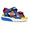 Sandale GEOX "J SANDAL CIBERDRON B Blinkschuh", Kinder, Gr. 27, blau (blau, rot), Synthetik, Textil, sportlich, Schuhe, Klettschuh in buntem Design mit Super Mario Motiv und Blinkfunktion