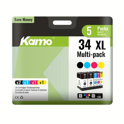 TEMU Kamo 34 Xl Printer Cartridges Compatible With Epson 34 34 Xl Cartridges (5pcs), For Premium Workforce Pro Wf-3725d Wf Wf-3720dwf
