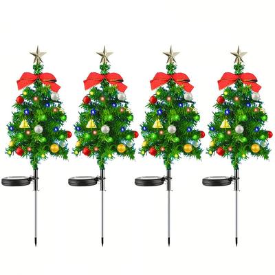 TEMU 2/4/8/12 Pack Solar Tree Lights - Pathway Stake Lights With 12led Lights In , & Flashing , Solar Powered, Red Bow, -pointed , Colored Fruit, For Outdoor Garden Patio Lawn Porch Decor, Gift Lights Image