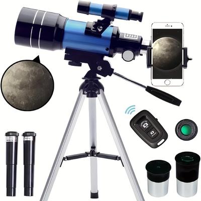 TEMU Telescope For Adults, 70mm Aperture (15x-150x) Portable Telescopes For Astronomy Beginners, 300mm Professional Travel Telescope With A Smartphone Adapter& Wireless Remote