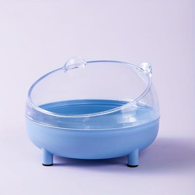 TEMU Dual- Hamster Bath & Toilet - Transparent, Easy-clean Pp Material, Blue Rimmed Basin For Small Pets, Golden