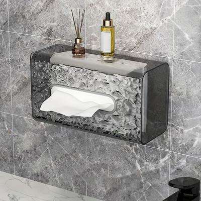 TEMU 1pc Fragrance-free Adhesive Wall-mounted Box Holder, Plastic Non-drilled Installation, Wet Wipe & Face Towel Storage For , No Battery Required