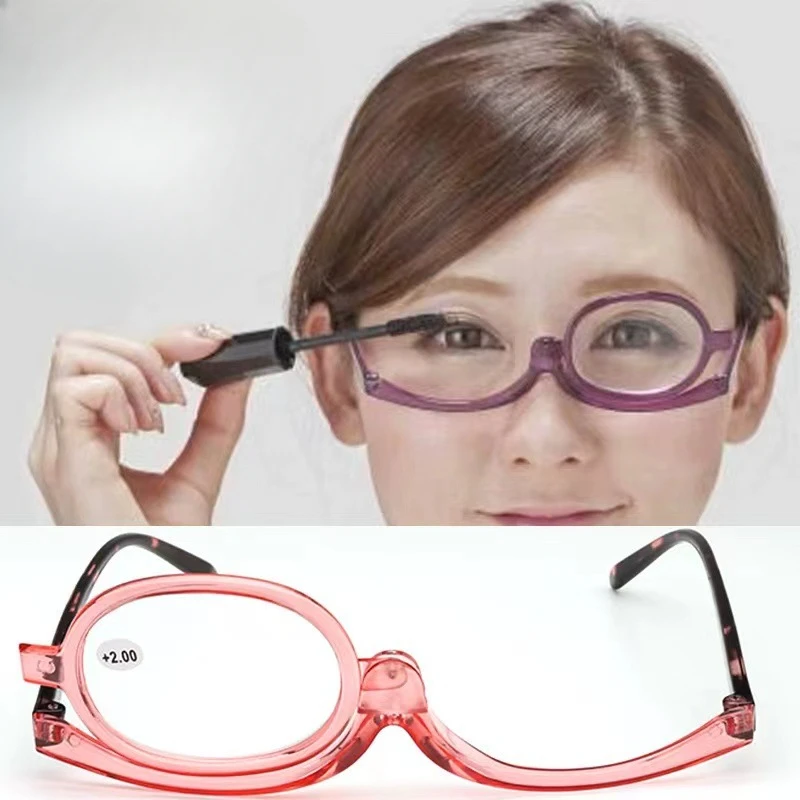 Neue rotierende Vergrößerungs-Make-up-Lesebrille für Frauen, zusammenklappbare Clamshell-kosmetische Presbyopie-Brille für ältere Menschen, Unisex Image