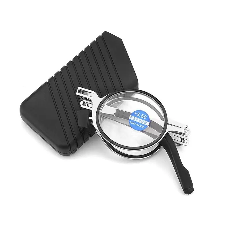 2025 Neue faltbare Anti-Blaulicht-Lesebrille für Herren, ultraleicht, schraubenlos, HD, Anti-Ermüdung, tragbare Brille, runder Rahmen, Glas Image