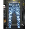 Männer Stretch Dünne Zerrissene Jeans Distressed Blau Denim Hosen Mode Streetwear Persönlichkeit Hip Hop Hosen Männlich Trendy Marke