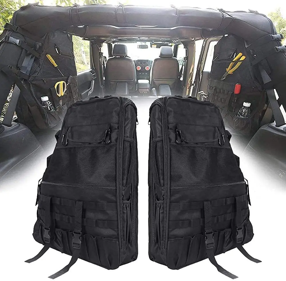 Per Wrangler JK JKU JL 2 Borsa da sella per carico a 4 porte Roll Bar Borsa portaoggetti Gabbia, Borsa per organizer multitasche per riporre attrezzi ATV