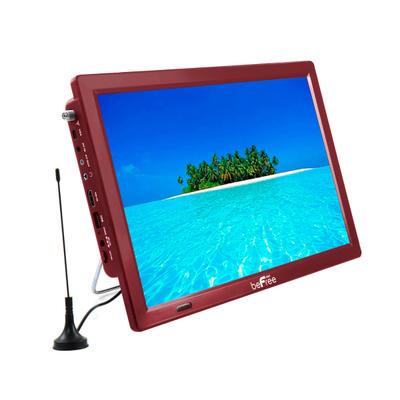 Befree Sound Portable Rechargeable Led Tv With Hdmi, Sd/mmc, Usb, Vga, Av In/out And Built-In Digital Tuner, 14", Red