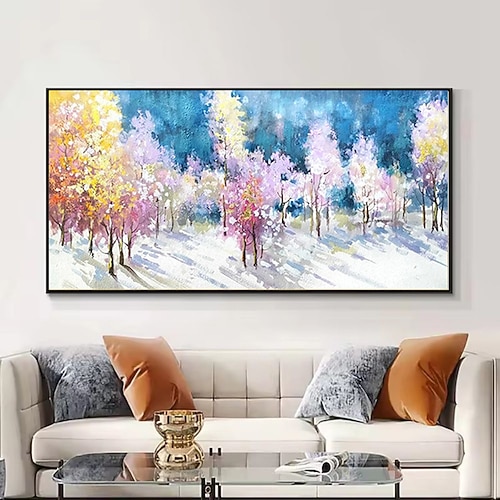 handgemachtes Ölgemälde auf Leinwand, Wandkunst, Dekoration, moderne abstrakte Hain-ästhetische Landschaft für Wohnzimmer, Wohnkultur, gerolltes, rahmenloses, ungedehntes Gemälde Image