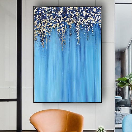 Mintura handgefertigte abstrakte goldene Ölgemälde auf Leinwand, Wandkunst, Dekoration, modernes Bild für die Inneneinrichtung, gerolltes, rahmenloses, ungedehntes Gemälde Image