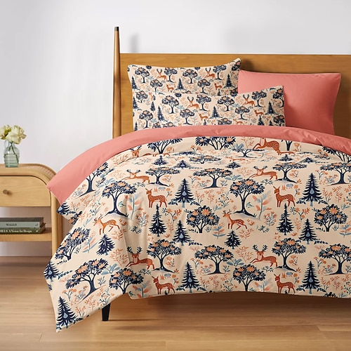 Bettbezug-Set aus 100 % Baumwolle, Baummuster-Set, weiches 3-teiliges Luxus-Bettwäsche-Set, Heimdekoration, Geschenk, King-Size-Bettbezug Image