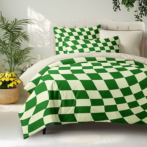 L.T.Home Bettbezug-Set aus 100 % Baumwollsatin, wendbar, Premium-Bettwäsche-Set mit geometrischem Elite-Design, Fadenzahl 300 Image