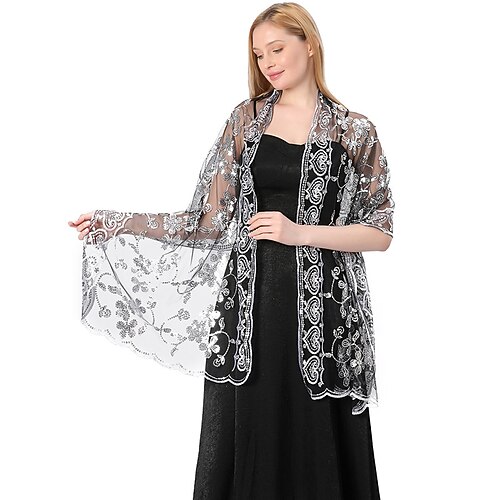Elegant Vintage Damen Flapper-Schals Der große Gatsby Charleston Pailletten Kostüm Damen Valentinstag Maskerade Party Hochzeit Formell Erwachsene Schal Sommer Frühling Image