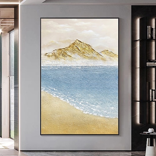 Mintura handgefertigte abstrakte Landschaftsölgemälde auf Leinwand, Wandkunst, Dekoration, modernes Bild für die Inneneinrichtung, gerolltes, rahmenloses, ungedehntes Gemälde Image