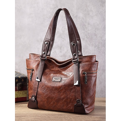 hochwertige braune Handtasche aus Kunstleder für Damen – vielseitige Umhängetasche mit verstellbarem Riemen für die Arbeit und den Freizeitgebrauch
