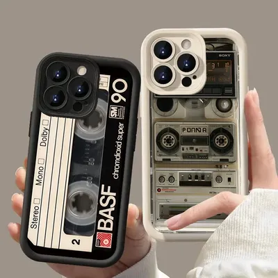 Retro Magnetic Radio Tape Cassette Phone Case For iPhone 16 15 14 13 12 11 Pro Max XS Max XR X 7 8