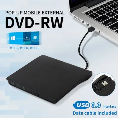 External CD DVD RW Drive USB 3.0 Slim Protectable External CD-RW Drive Burner Player for Laptops