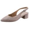 Slingpumps TAMARIS, Damen, Gr. 40, grau (taupe), Veloursleder, elegant, Schuhe, Blockabsatz, Abendschuh, Sommerschuh mit verstellbarem Riemchen