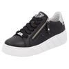 Plateausneaker RIEKER SPORT, Damen, Gr. 43, schwarz-weiß (schwarz, weiß), Leder, kontrastfarbene Details, sportlich, Schuhe, Freizeitschuh, Halbschuh, Schnürschuh mit seitlicher Perforation
